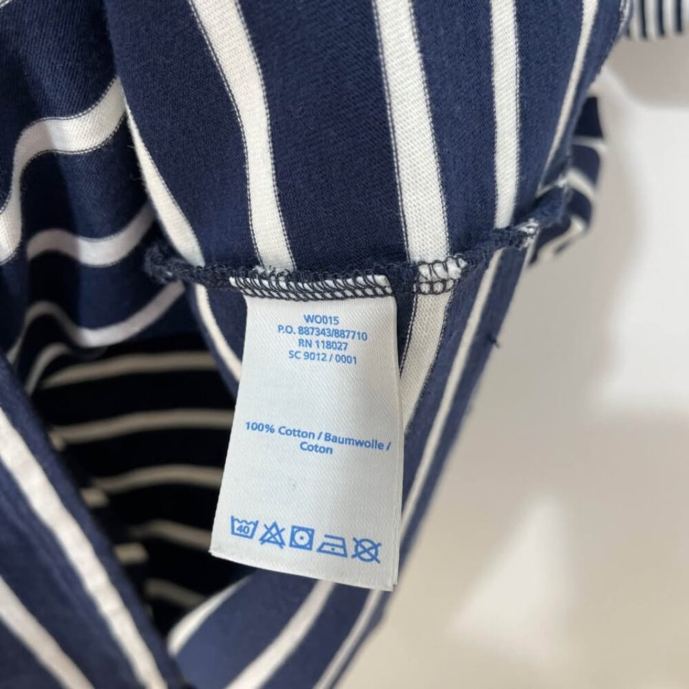 Boden Navy Striped 3/4 Sleeve Breton Dress | Coastal Preppy French Girl [size S] - Picture 9 of 9